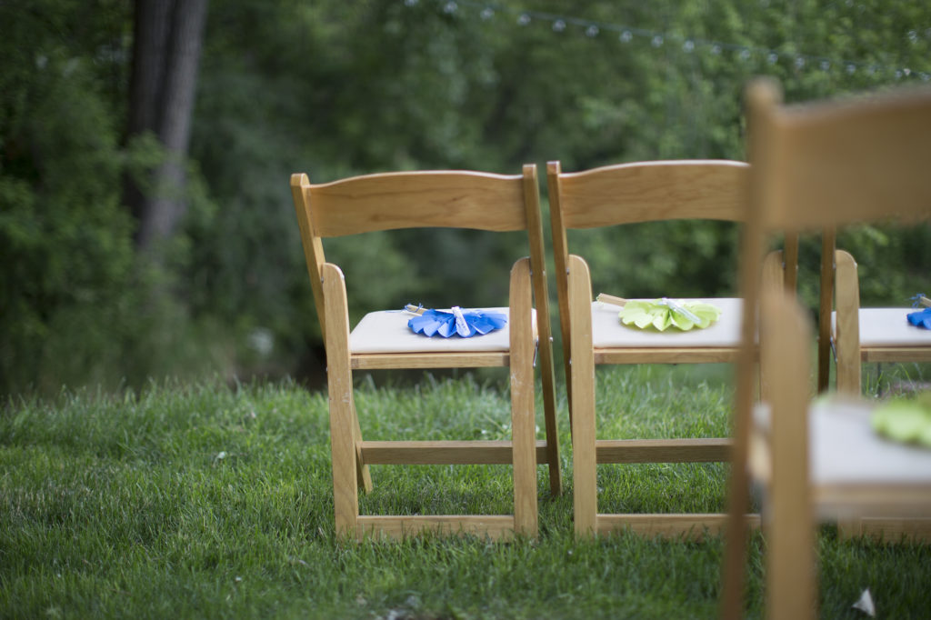 Outdoor mountain wedding wooden chairs