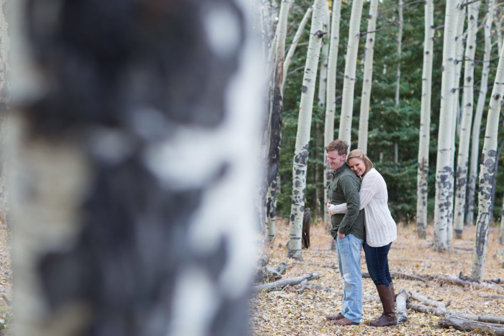 engagement photos with aspen trees