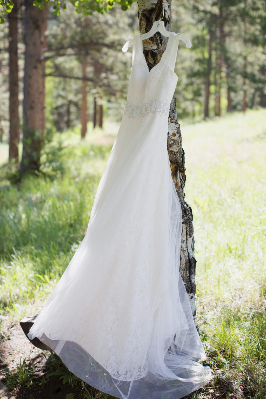bridal gown flowing in the wind