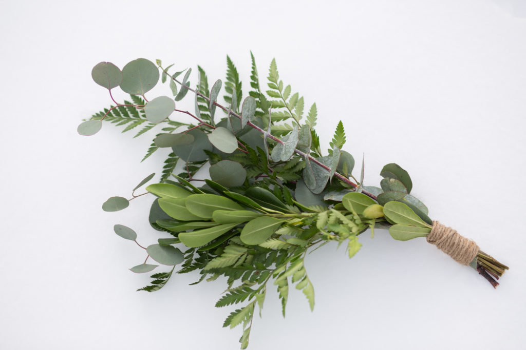 colorado wedding bouquet eucalyptus leaves fern