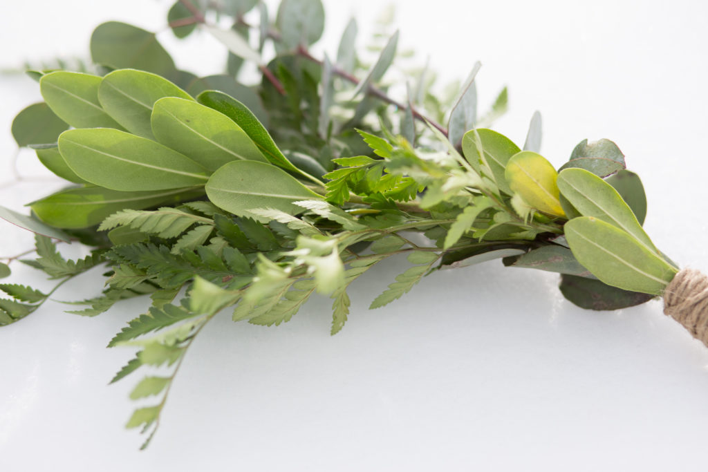 colorado wedding bouquet eucalyptus leaves fern winter flowers