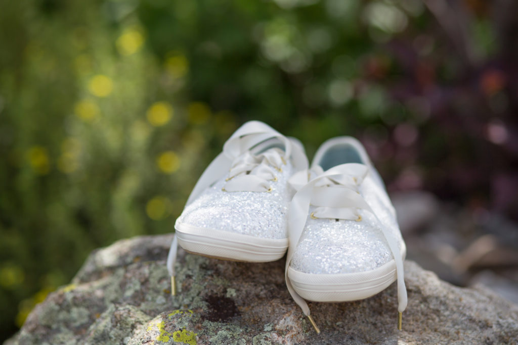 spruce mountain ranch wedding larkspur colorado bridal shoes sparkly keds