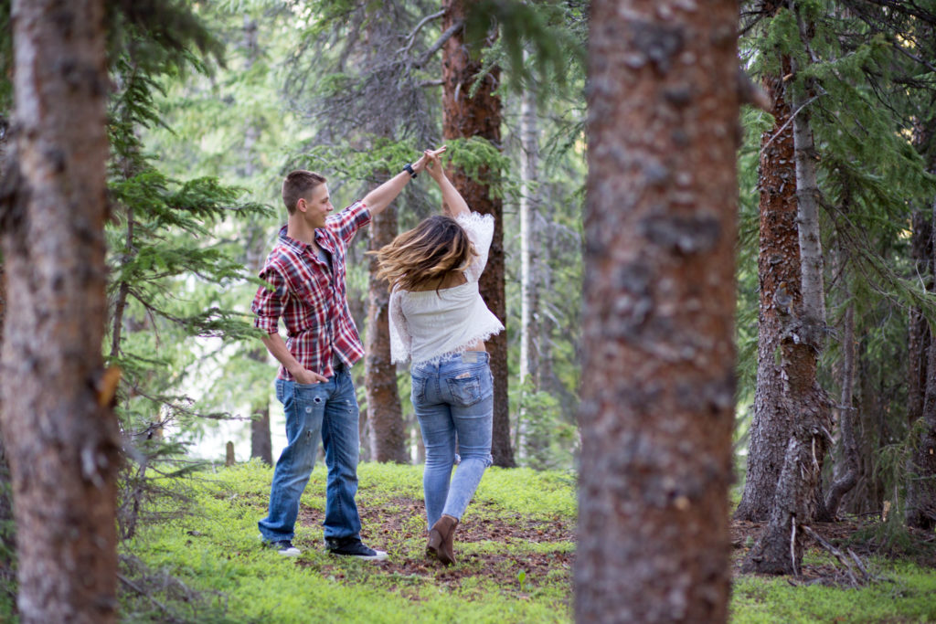 loveland pass engagement session colorado forest