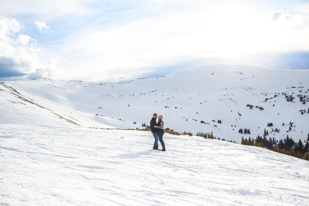  winter snowy loveland pass engagement photo session