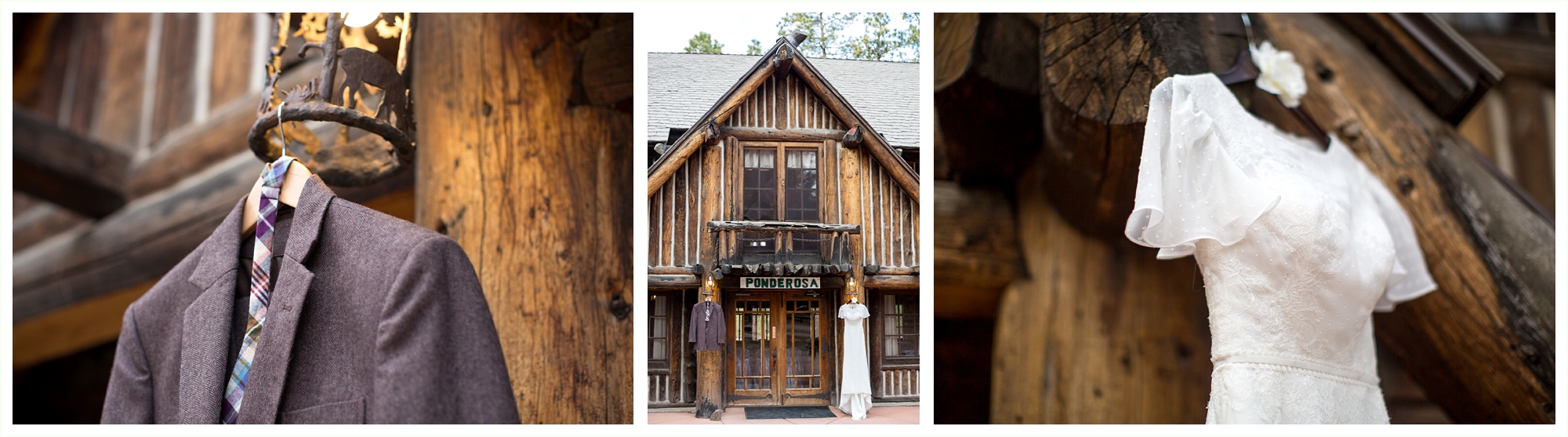 bride and groom vintage attire for la foret wedding in colorado