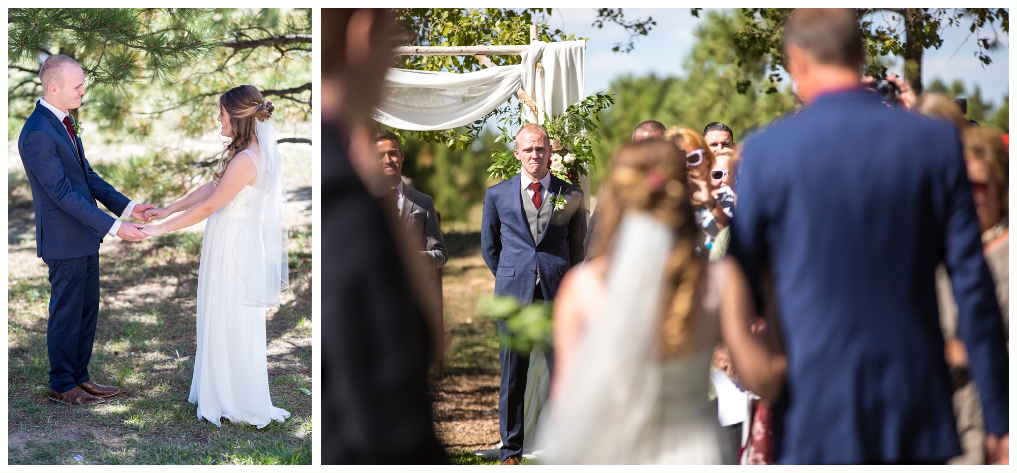 groom is emotional seeing his bride walk down the aisle even thought they did a first look