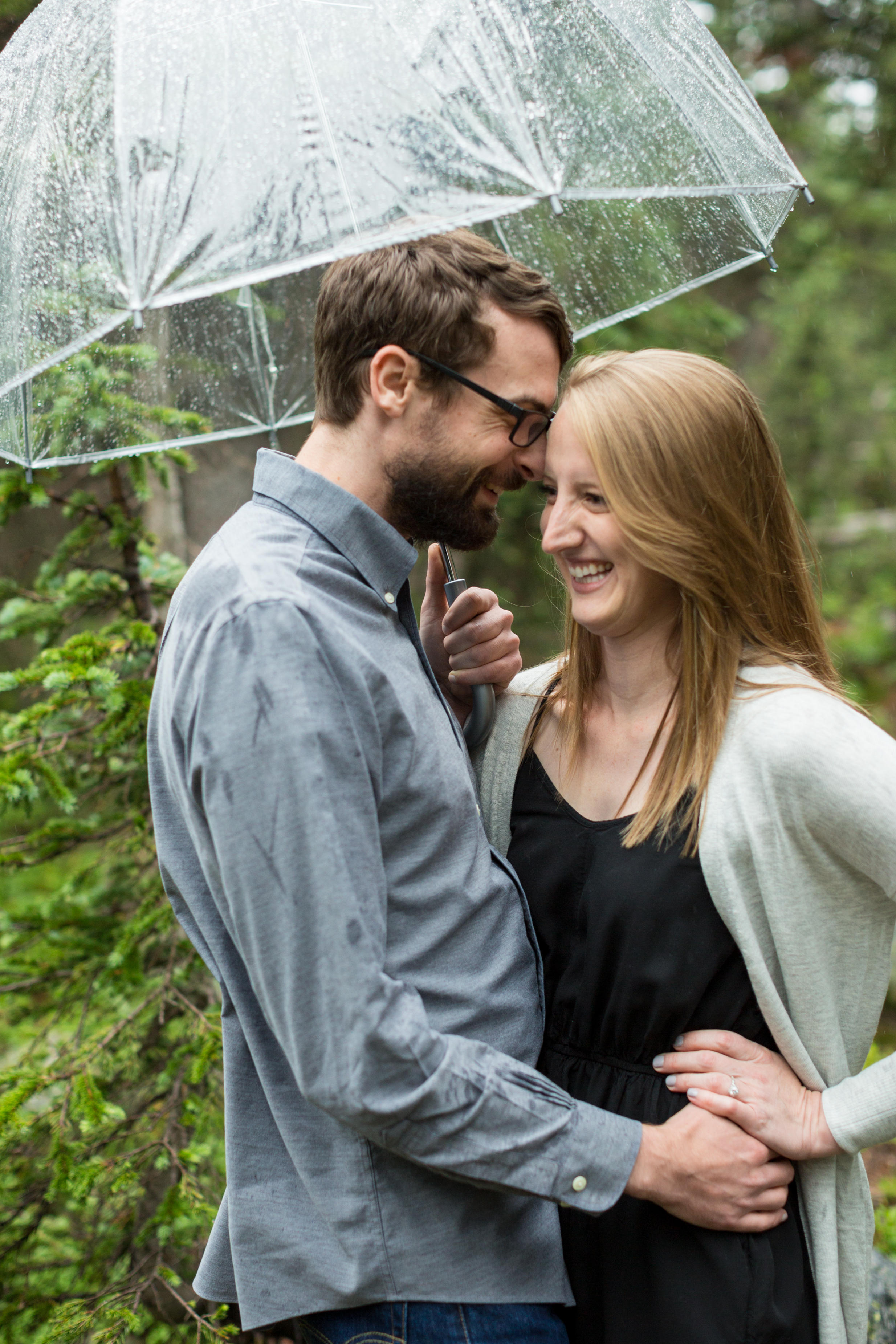 Brainard Lake engagement photos at Long Lake bride and groom laugh