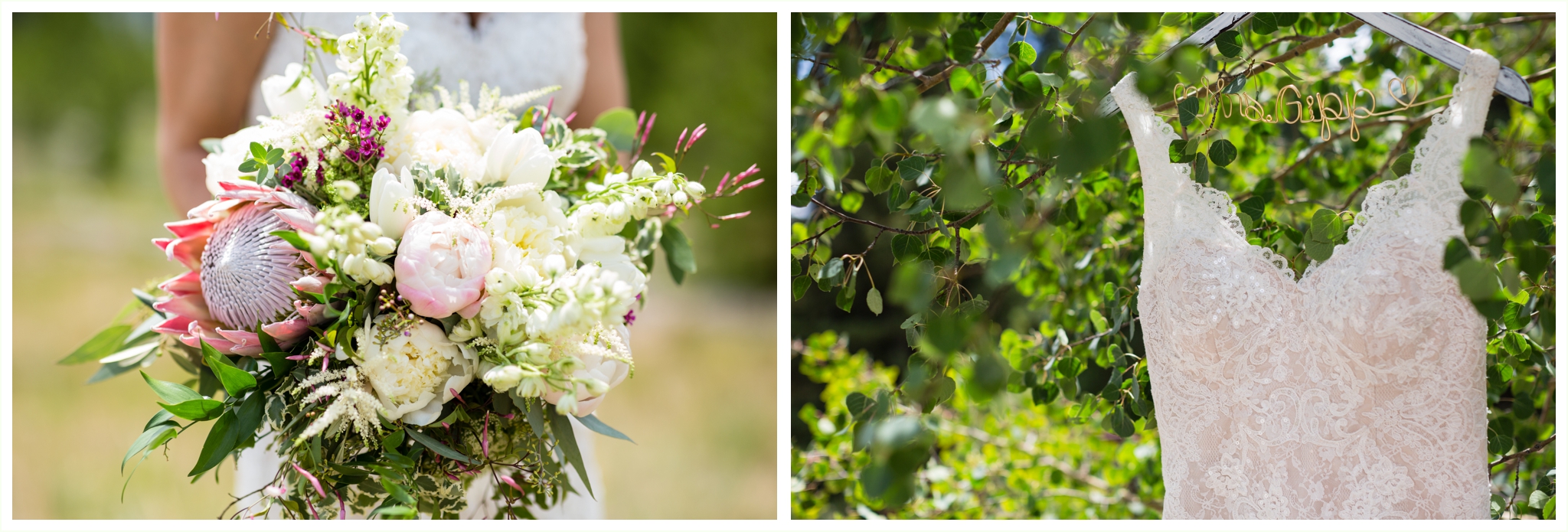 sapphire point overlook wedding bridal bouquet and dress