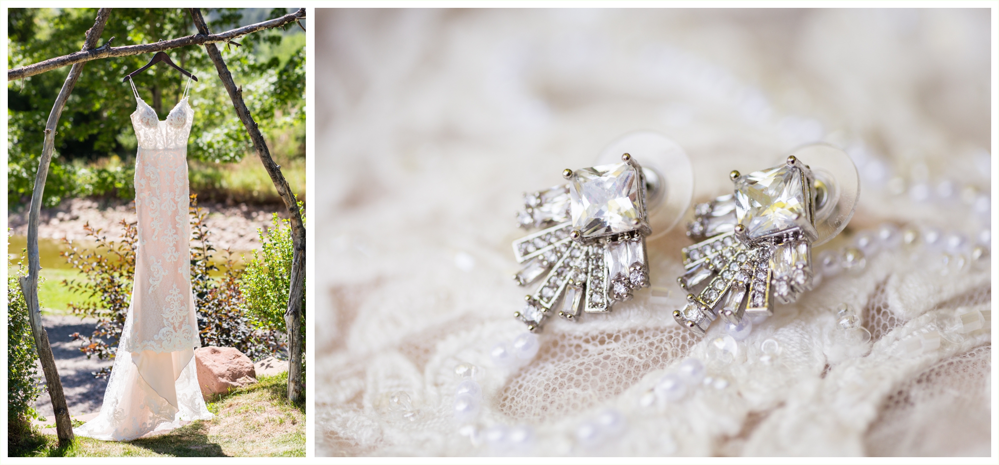 stone mountain lodge wedding venue bridal gown and earrings