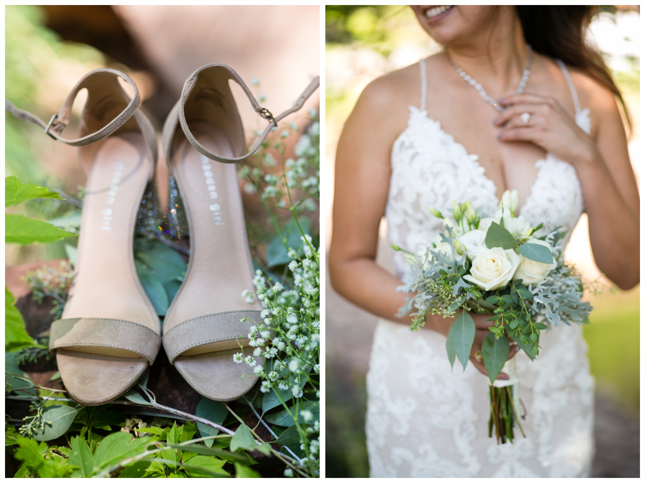 stone mountain lodge wedding venue bridal portrait and shoes