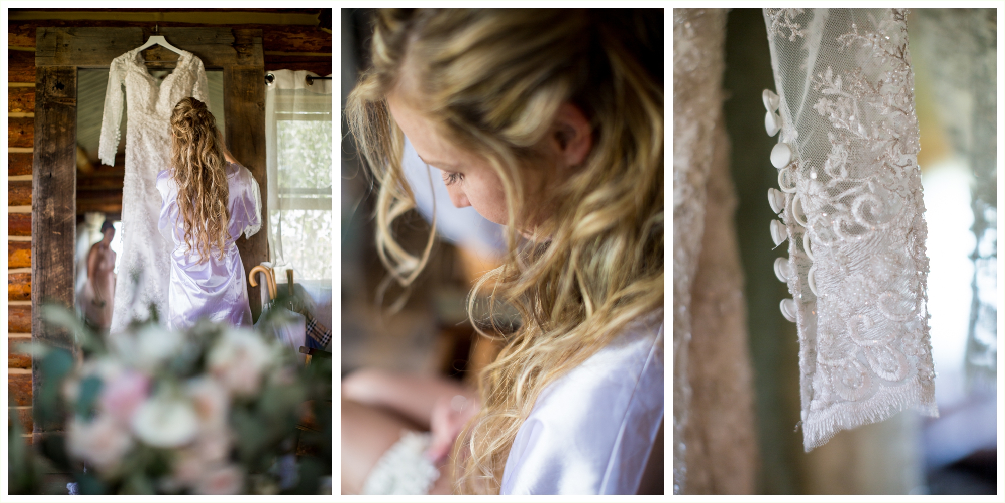 strawberry creek ranch wedding bride gets ready inside cabin