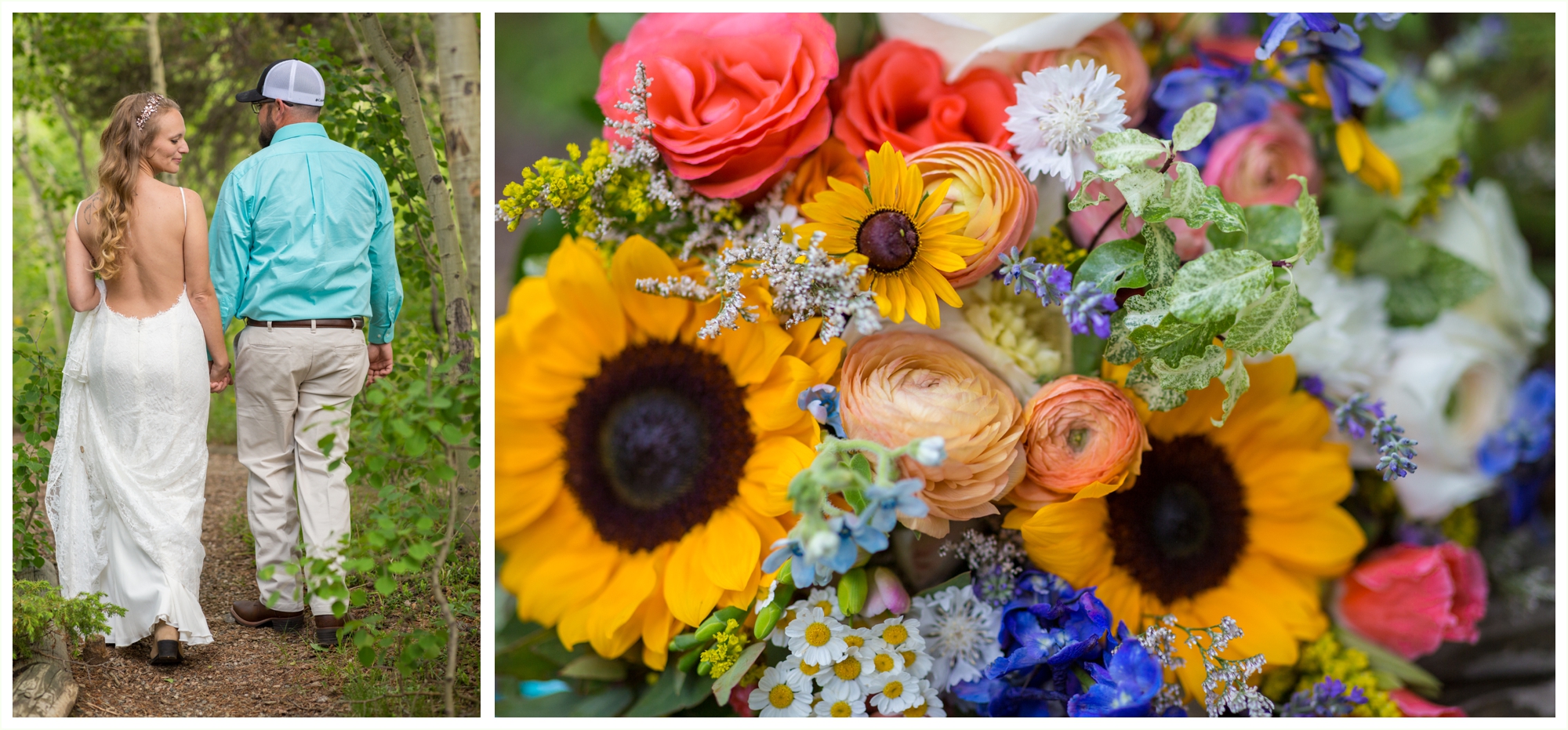 beautiful summer bridal bouquet with sunflowers ranunculous wildflowers and roses. bright and colorful flowers 