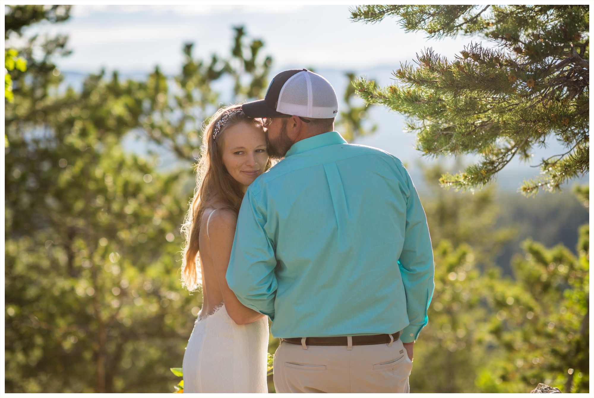 beautiful golden hour bride and groom portraits at golden gate canyon state park elopement in colorado