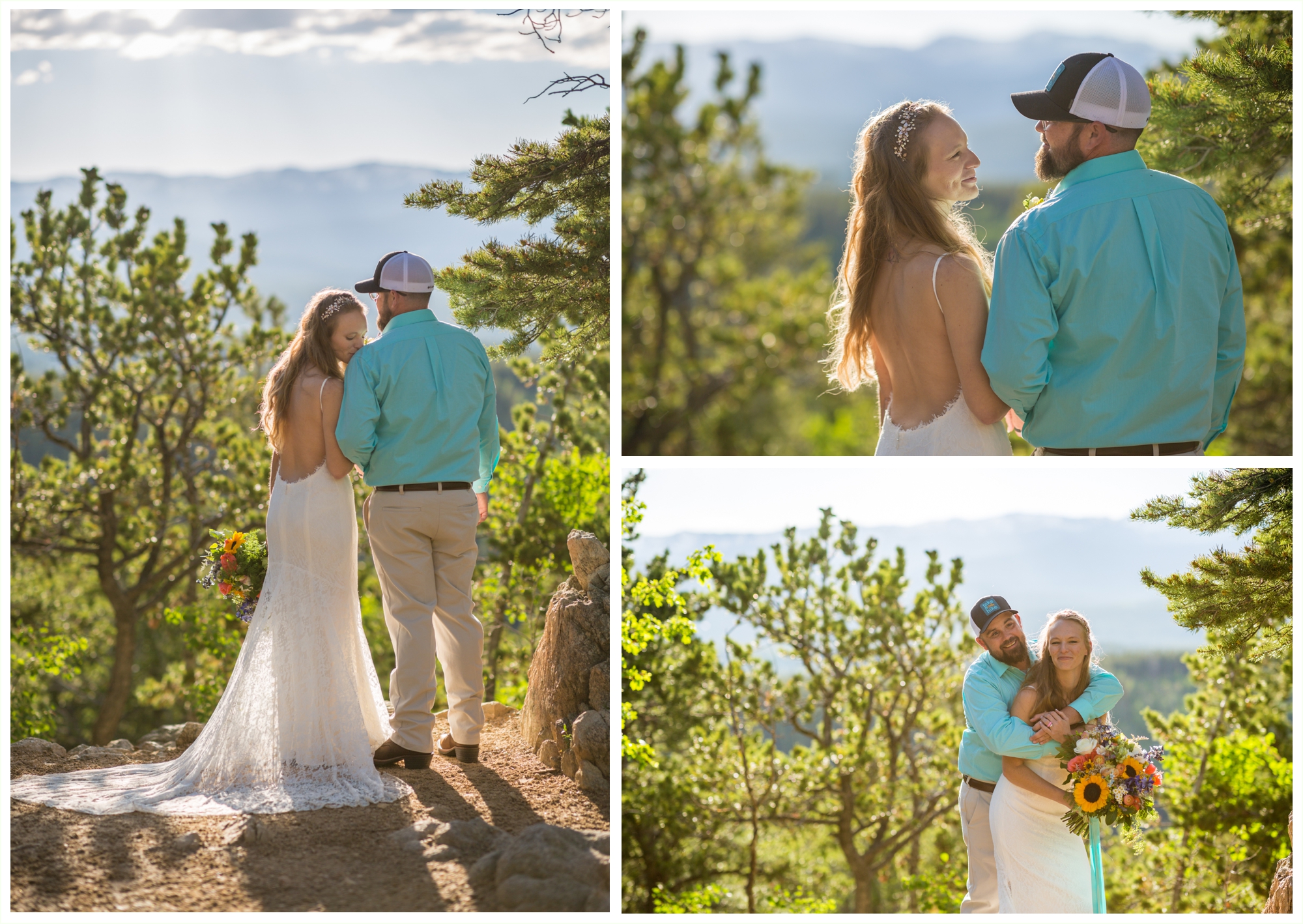 beautiful golden hour bride and groom portraits at golden gate canyon state park elopement in mountains of colorado