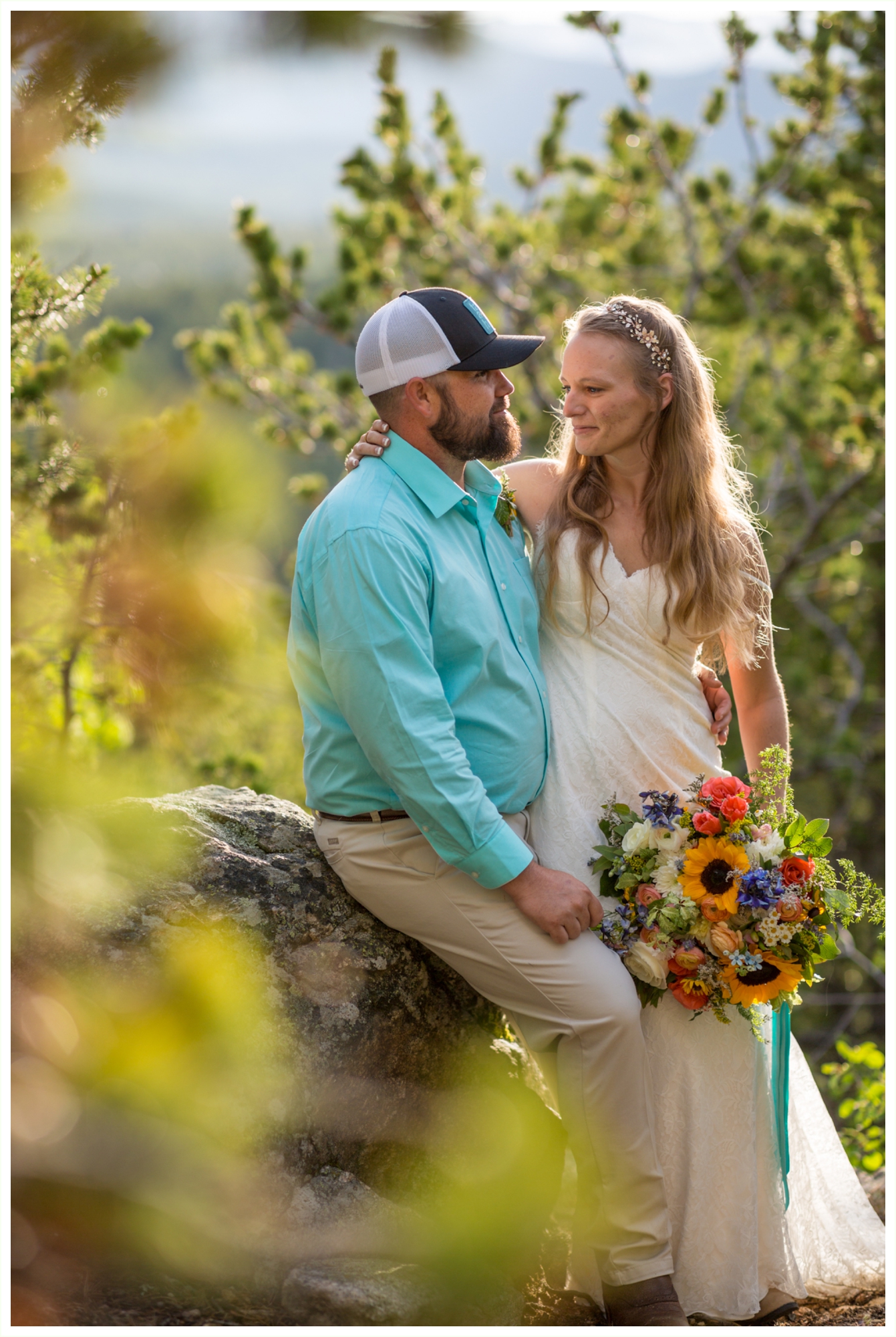 beautiful golden hour bride and groom portraits at golden gate canyon state park elopement by colorado mountain wedding photographer kathryn kim