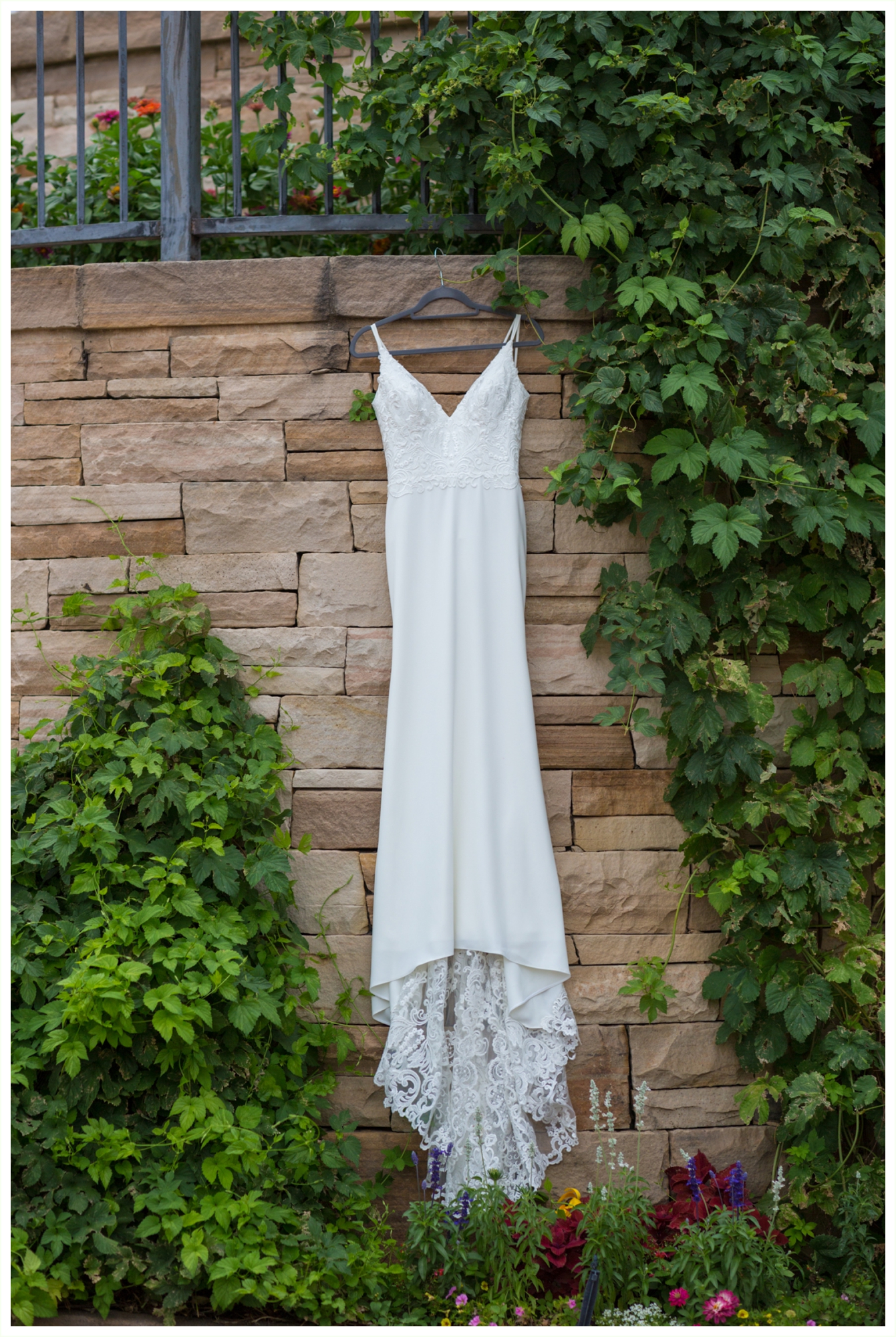 bridal gown and lace details during getting ready at sanctuary golf course 