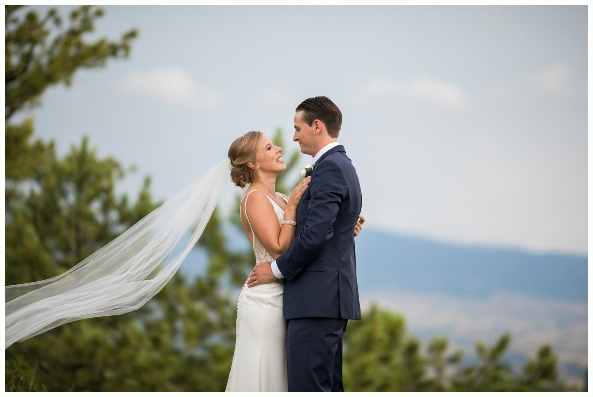 bride and groom outdoor candid natural portrait at sanctuary golf course in colorado
