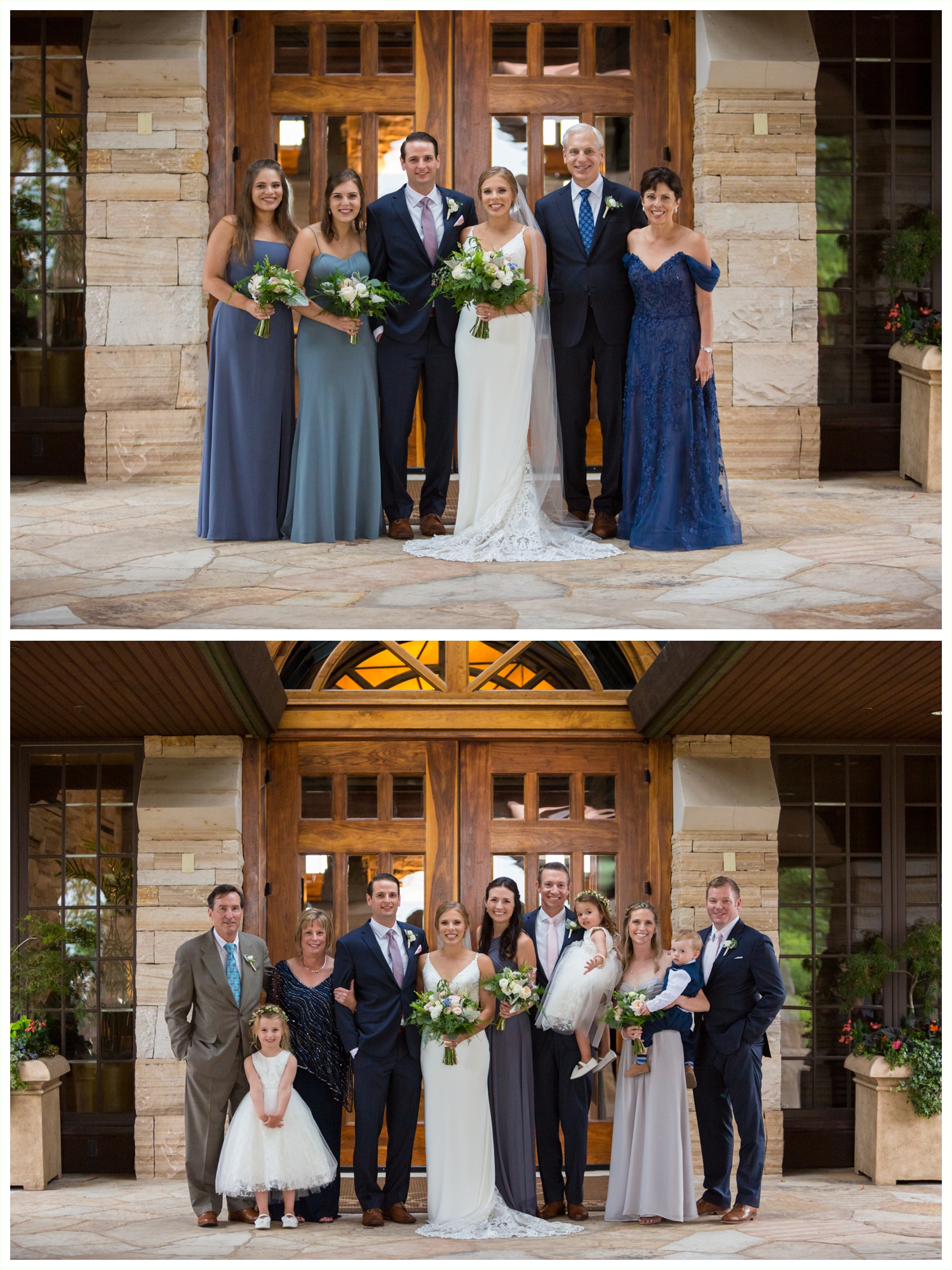 bride and groom family portraits at sanctuary golf course