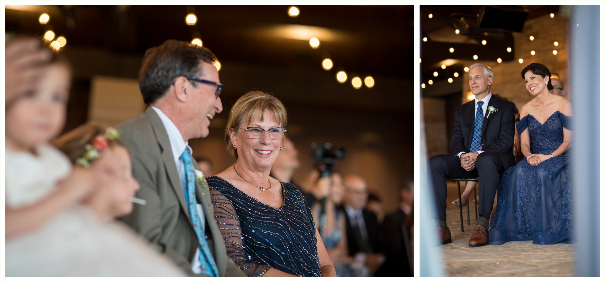 candids of bride and groom's parents during wedding ceremony at sanctuary golf course