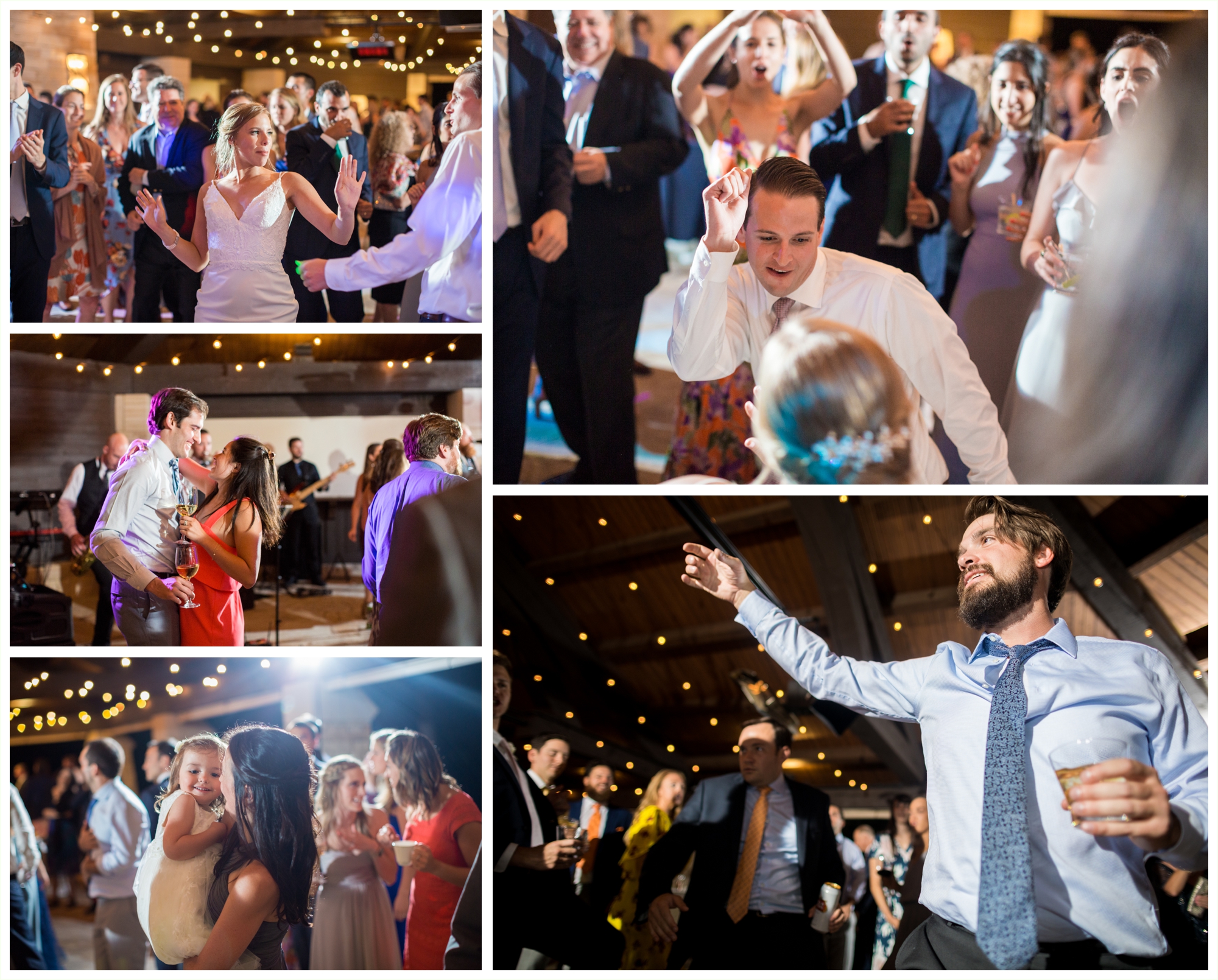 candids of guests dancing during wedding reception