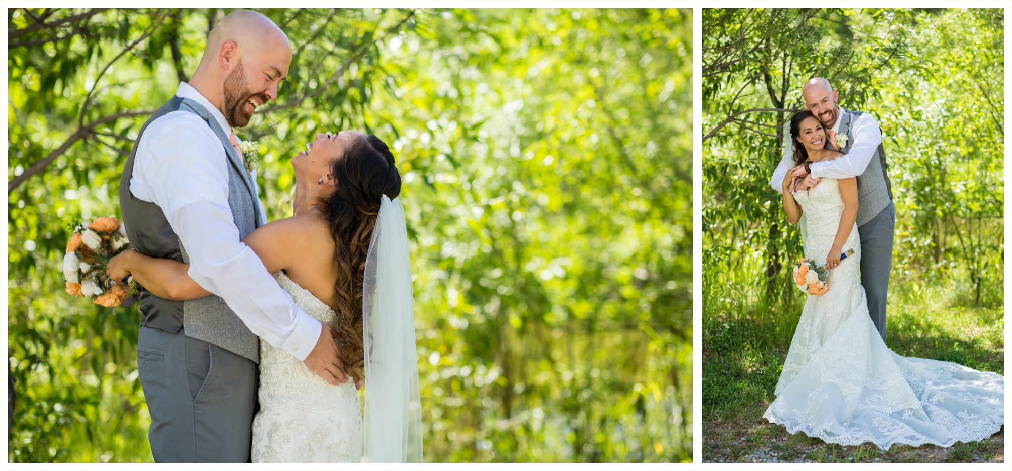 bride and groom take candid natural fun photos. stone mountain lodge wedding photos