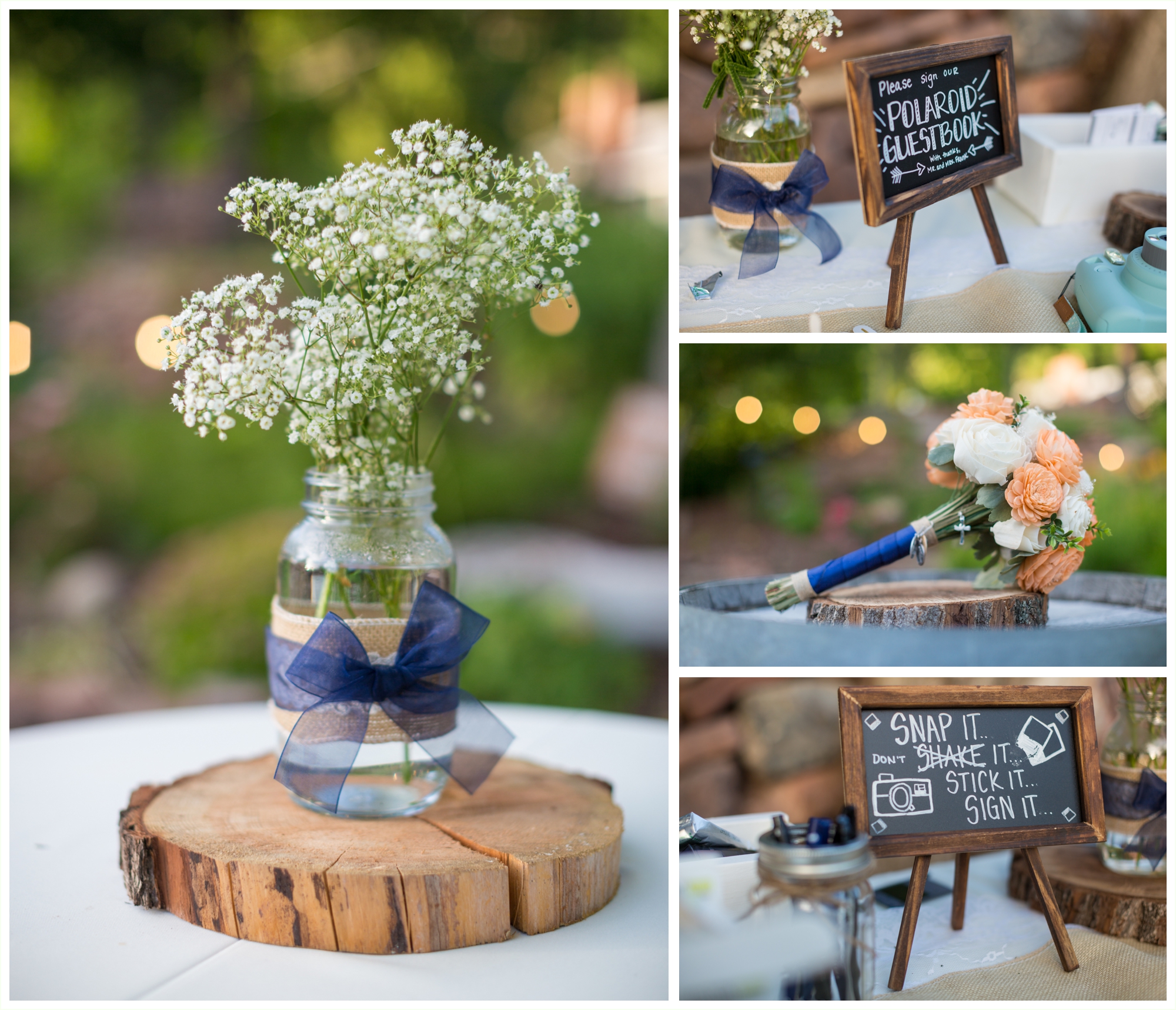 reception decor and details at stone mountain lodge