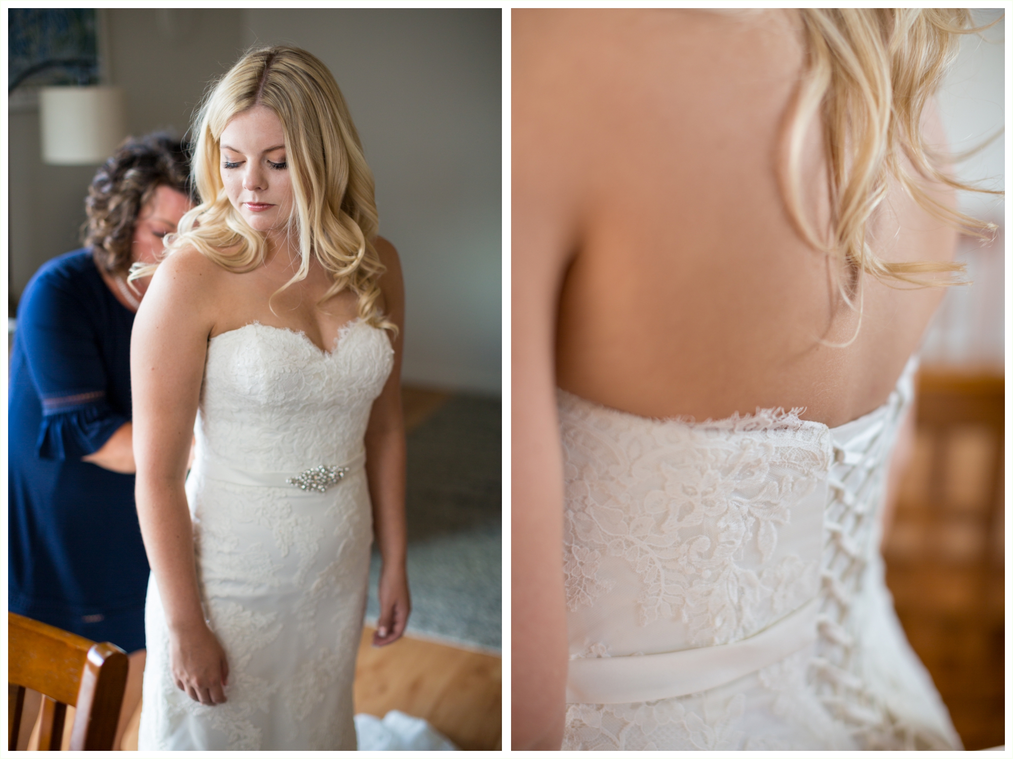 bride getting ready in breckenridge for wedding