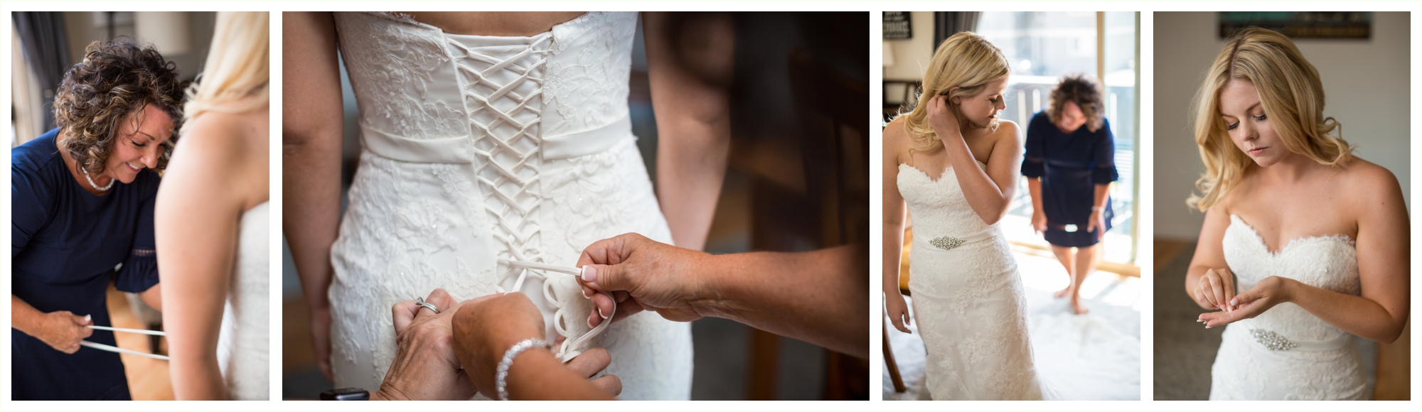 bride getting ready in breckenridge for wedding