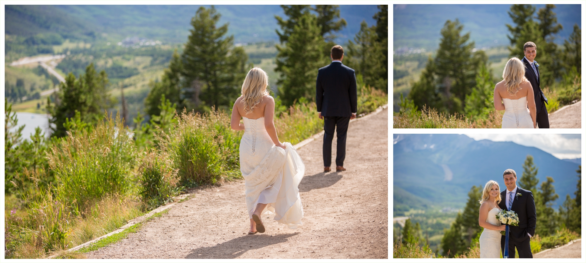 bride and groom share first look at sapphire point overlook in breckenridge