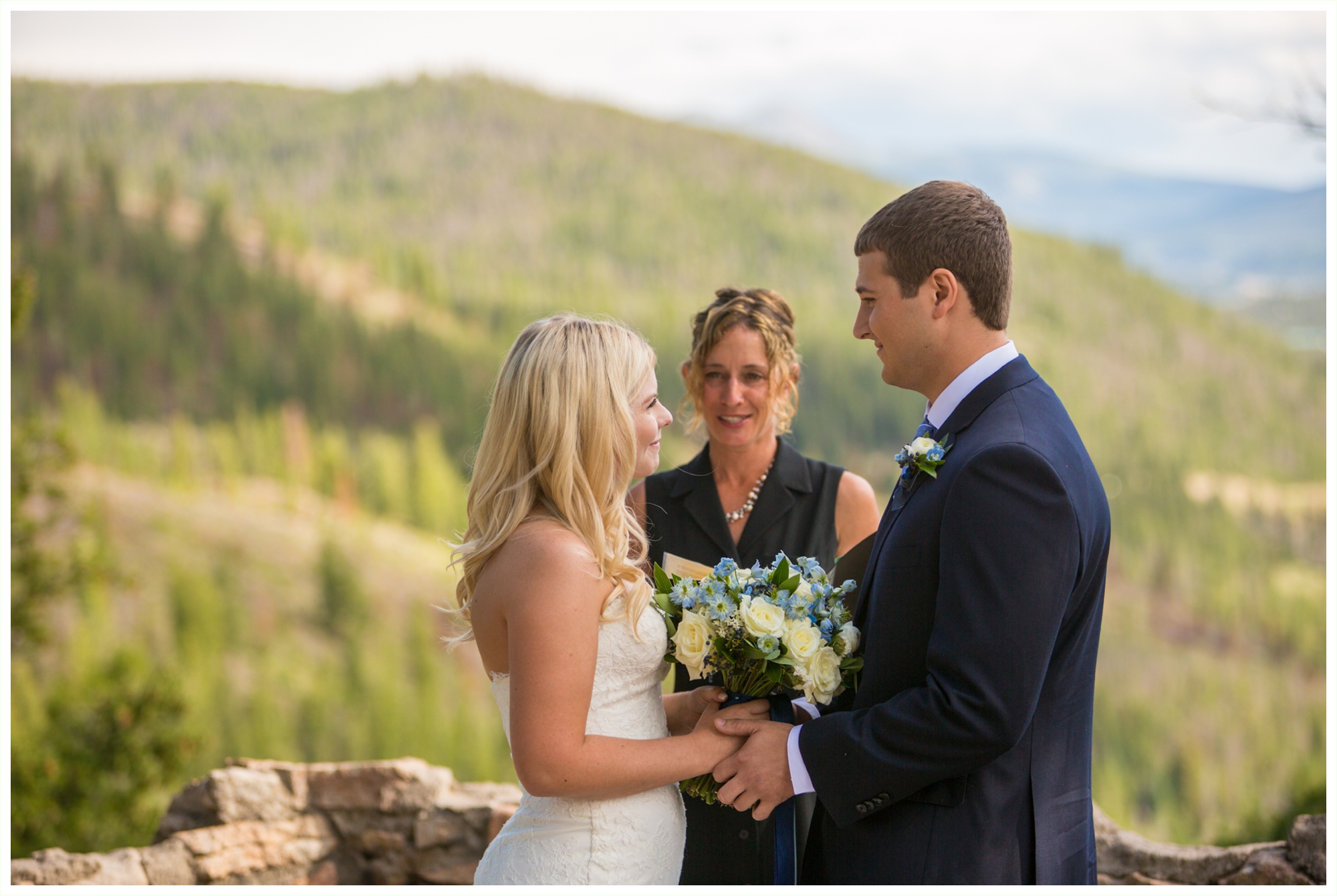 sapphire point overlook wedding ceremony at lake dillon colorado candid bride groom moment