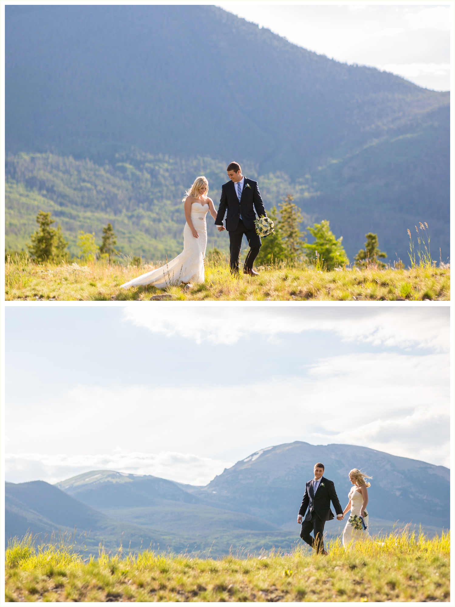 couple walks during epic mountain wedding portraits in breckenridge colorado