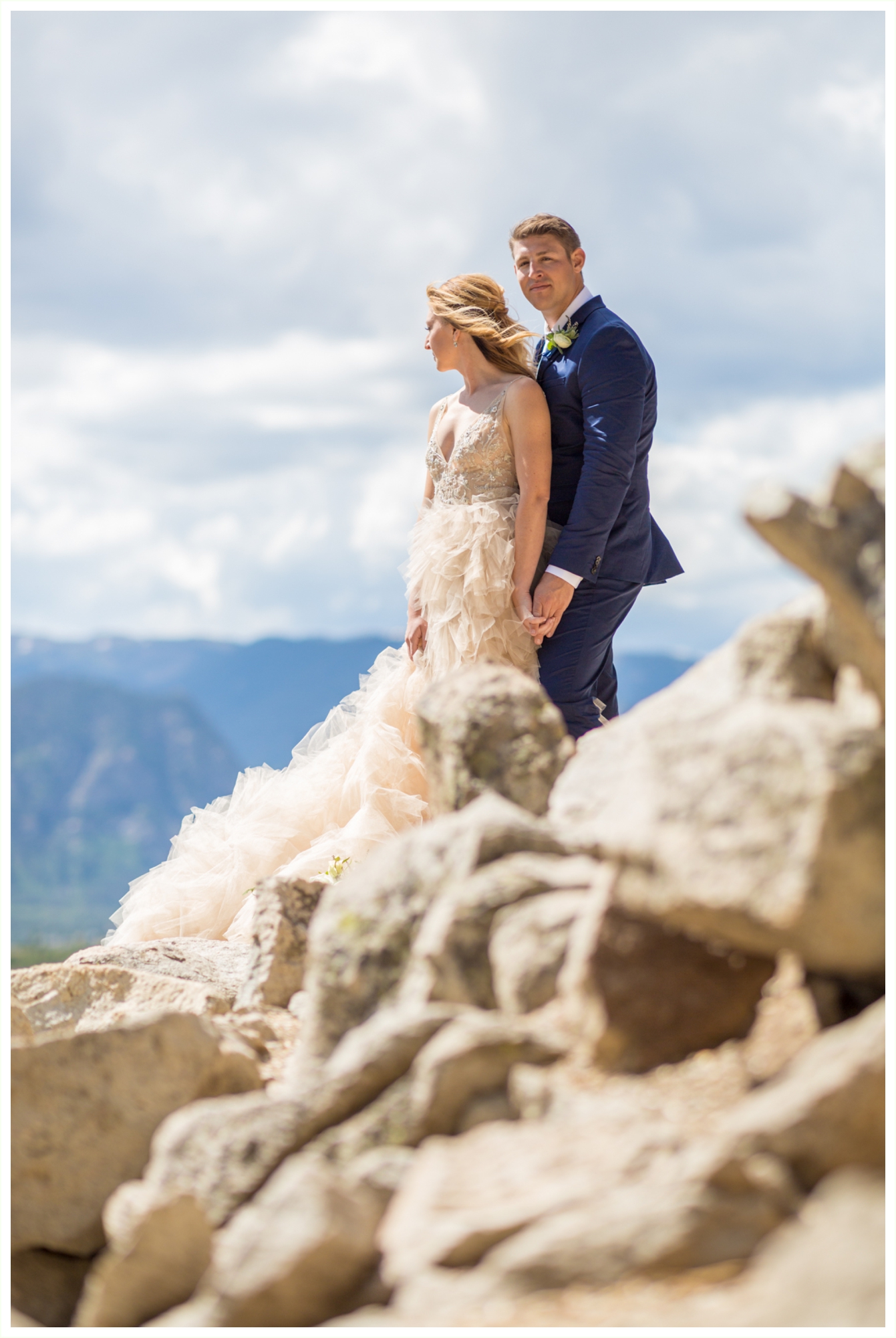 bride and groom portraits at sapphire point overlook in breckenridge colorado epic photo