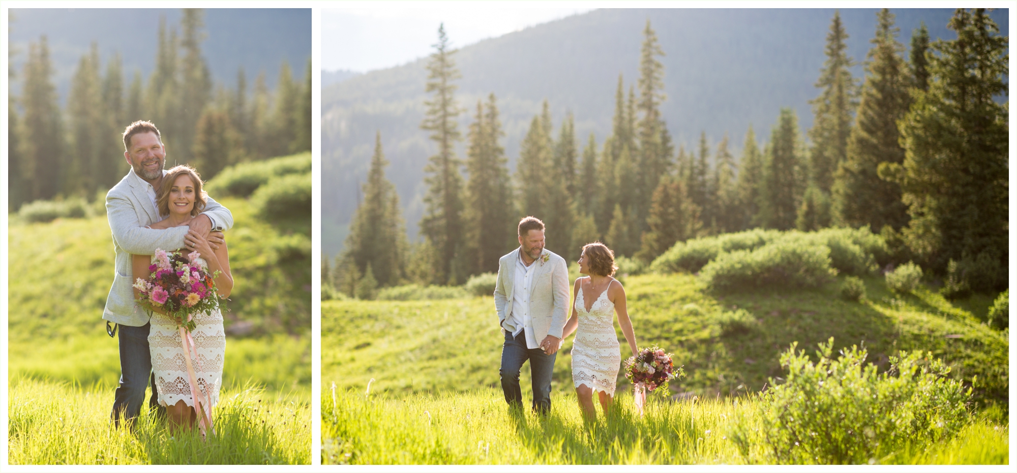 bride and groom outdoor portraits at shrine pass during vail elopement in colorado