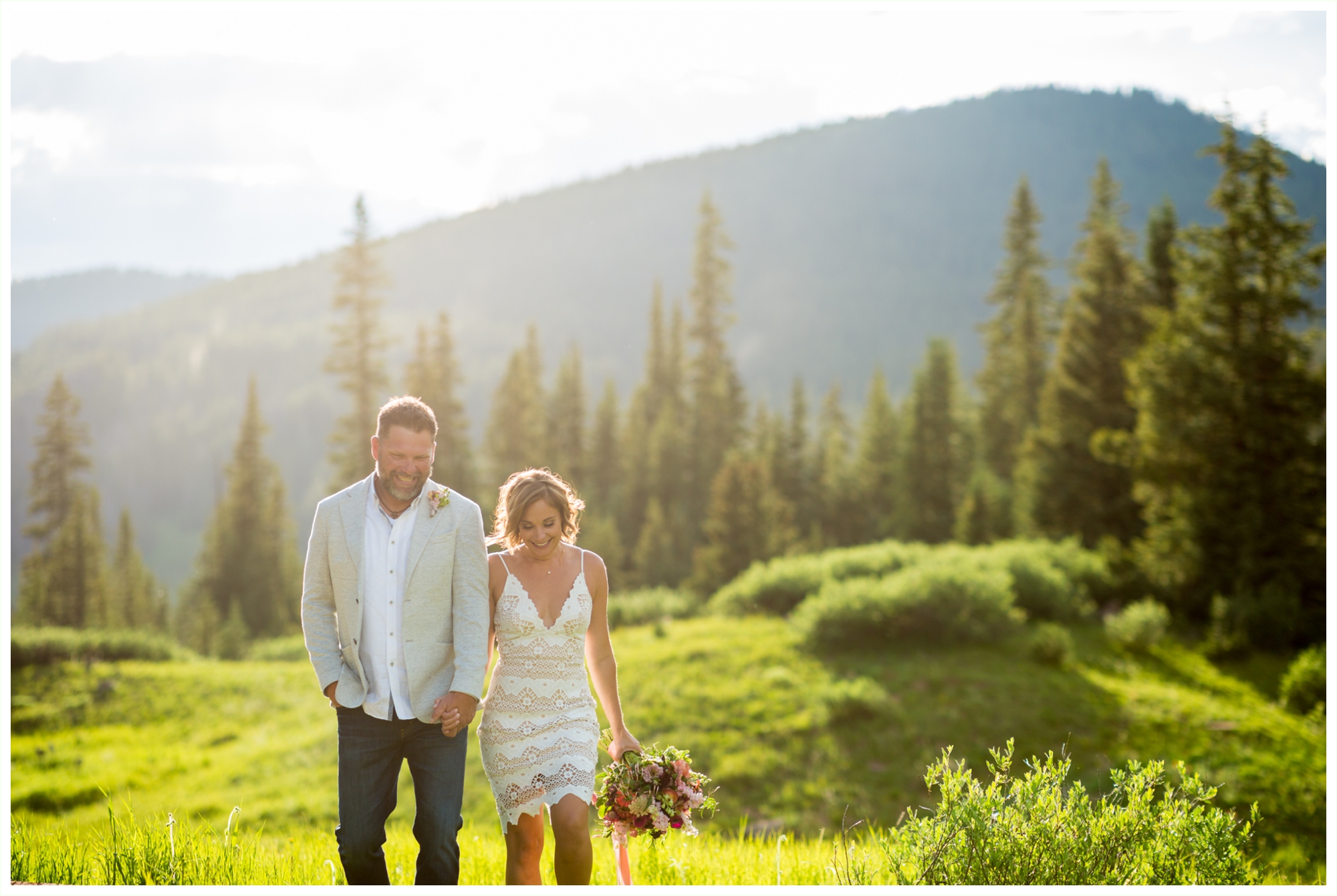 bride and groom outdoor portraits at shrine pass during vail elopement mount of the holy cross