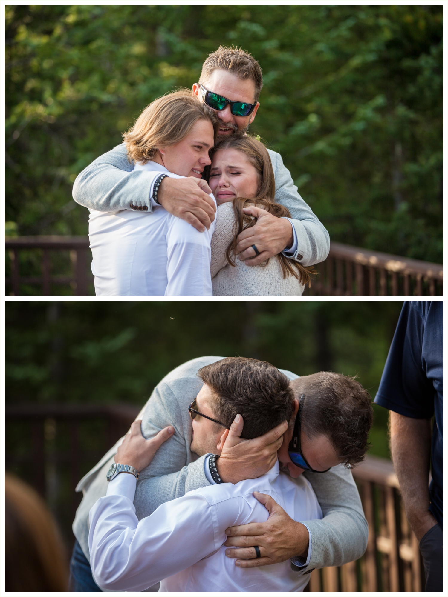 candid moments after vail elopement ceremony with family at shrine pass
