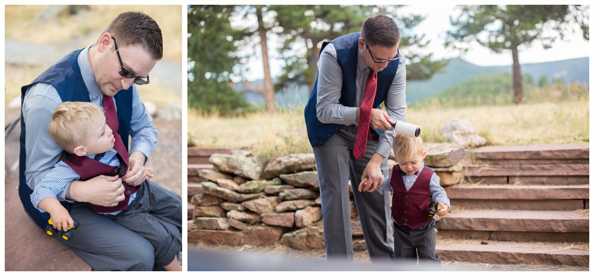 groom getting his son ready for boulder colorado elopement