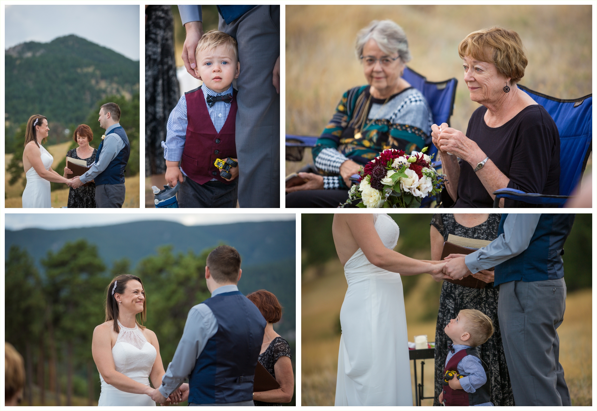 sweet candid moments during intimate elopement at betasso preserve boulder colorado wedding ceremony