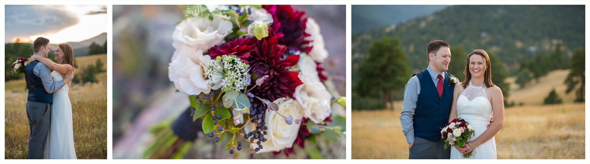 candid couples portraits just married in boulder colorado at betasso preserve in the mountains