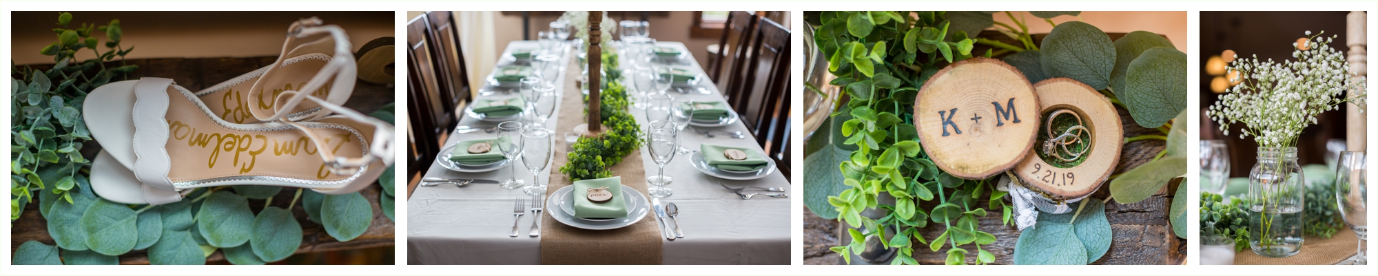 private cabin wedding reception details in breckenridge colorado for fall elopement beautiful greenery and florals