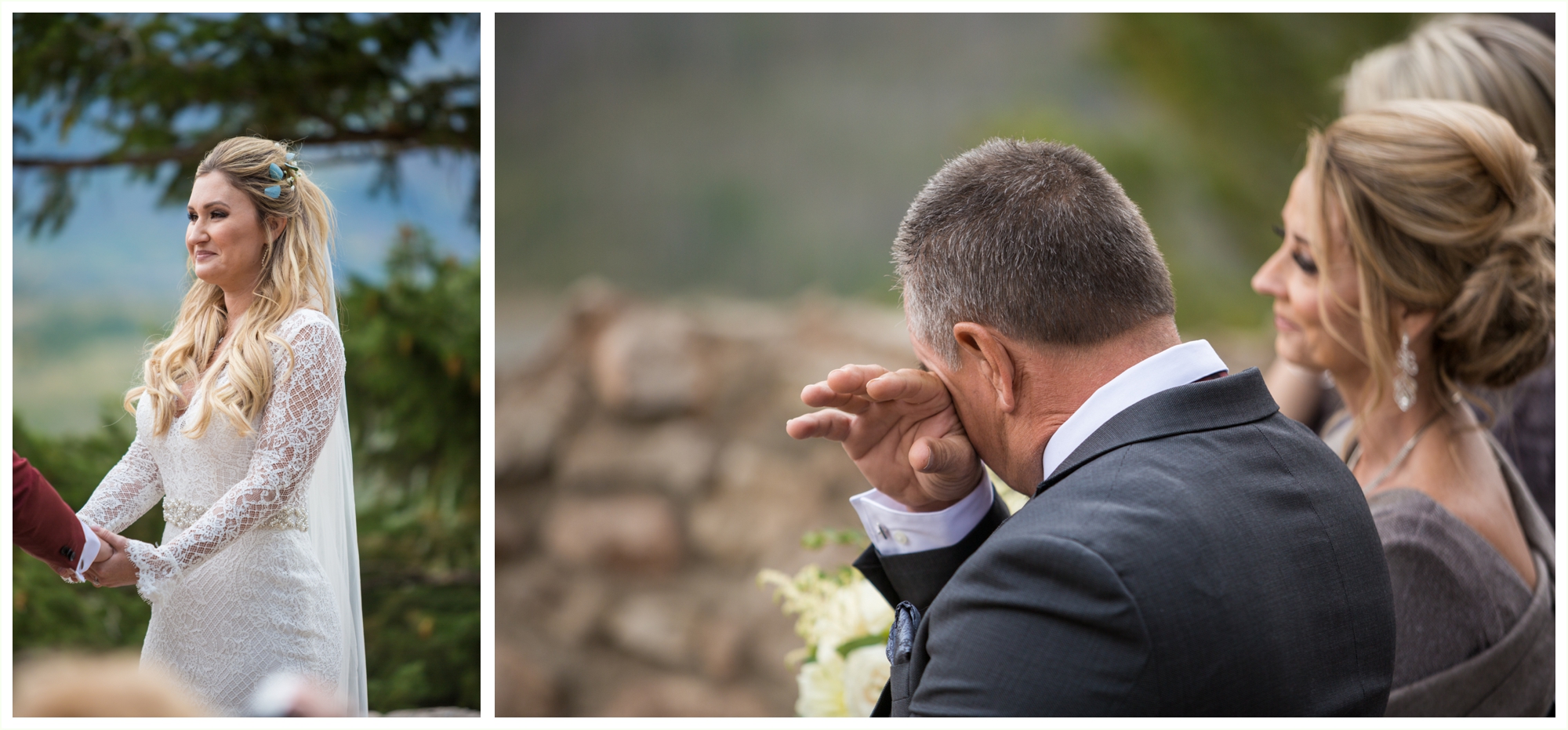 groom's dad is emotional during sapphire point wedding ceremony in september