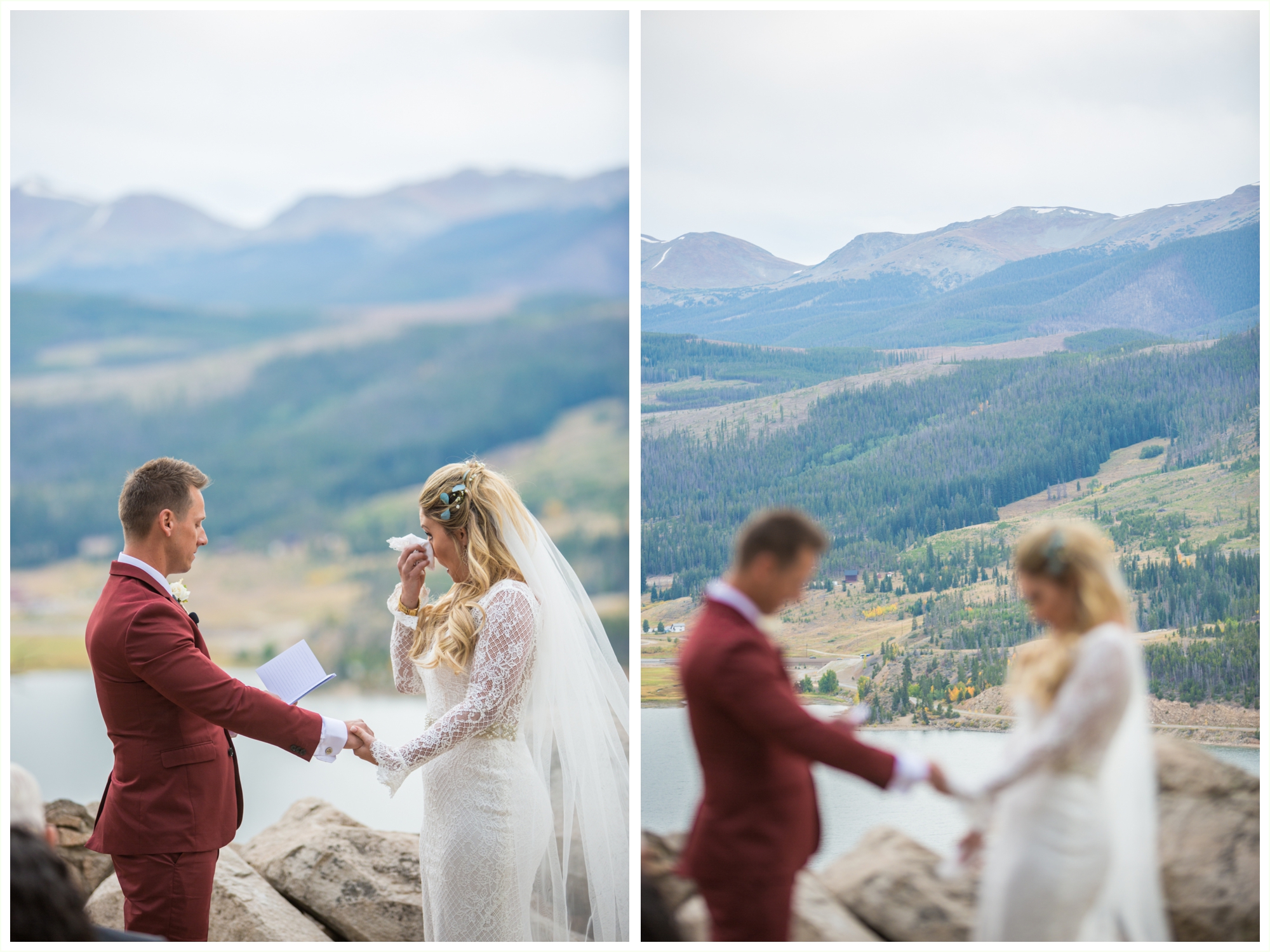 bride and groom during sapphire point elopement in breckenridge colorado elopement