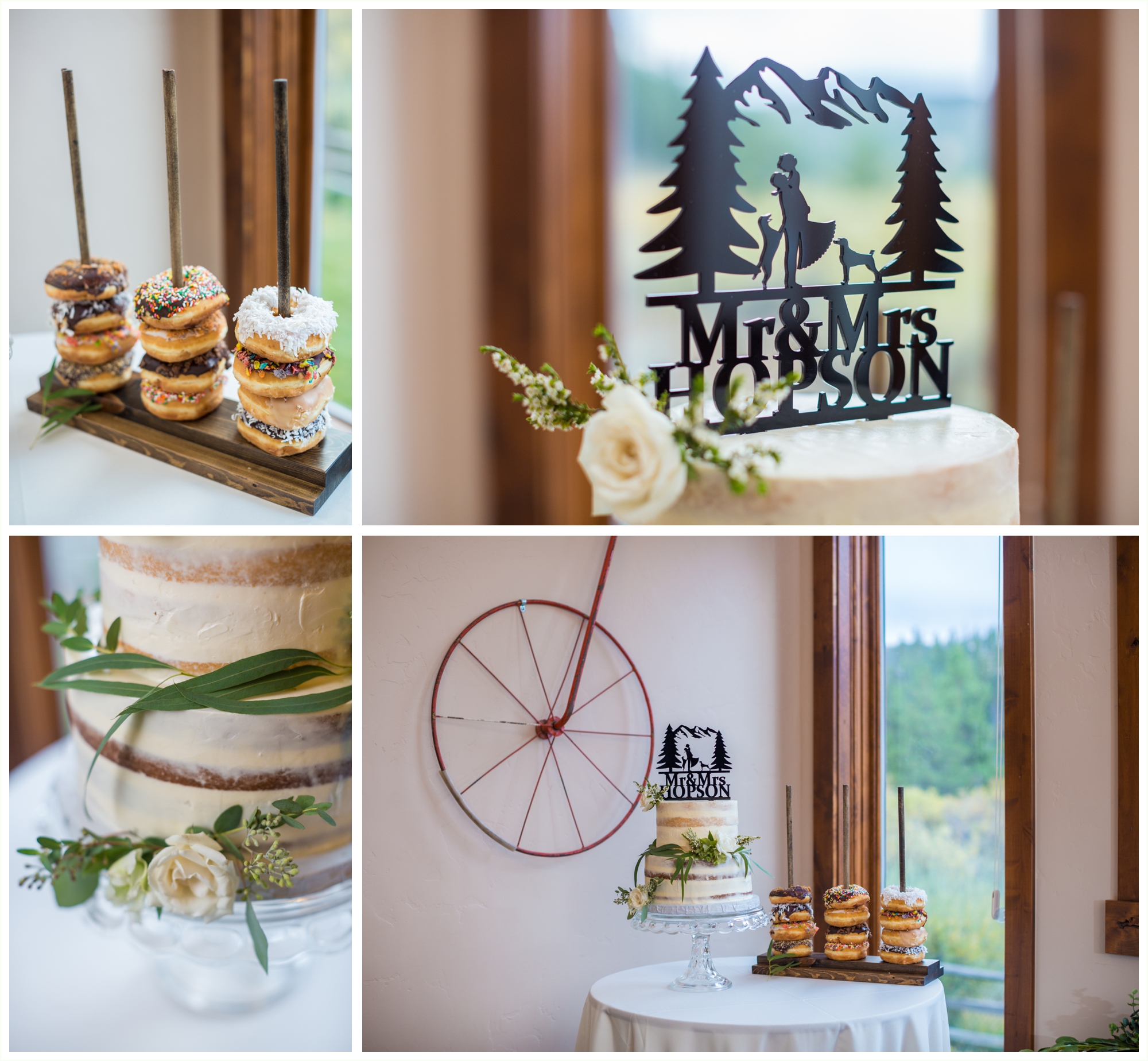 donuts for wedding reception dessert at private cabin residence in breckenridge colorado