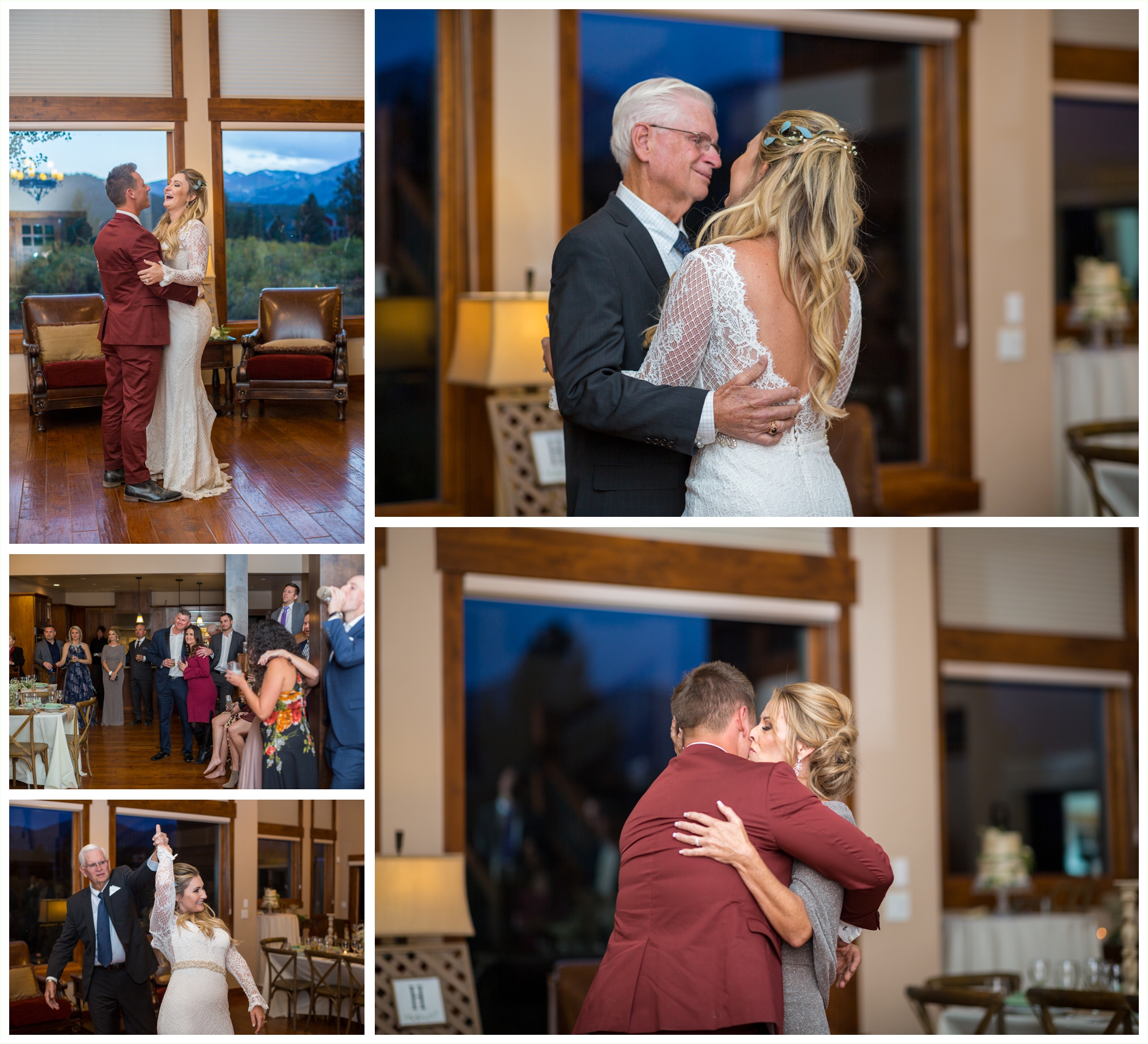 first dances during wedding reception at private cabin in breckenridge colorado
