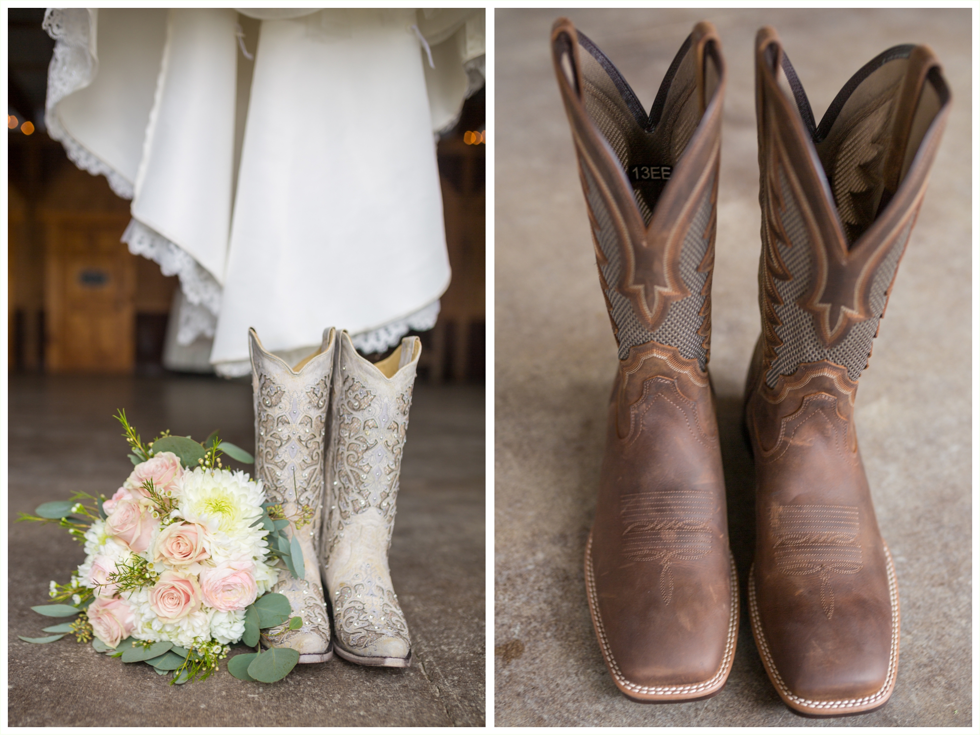 bridal details during getting ready photos at spring lake events cowboy boots