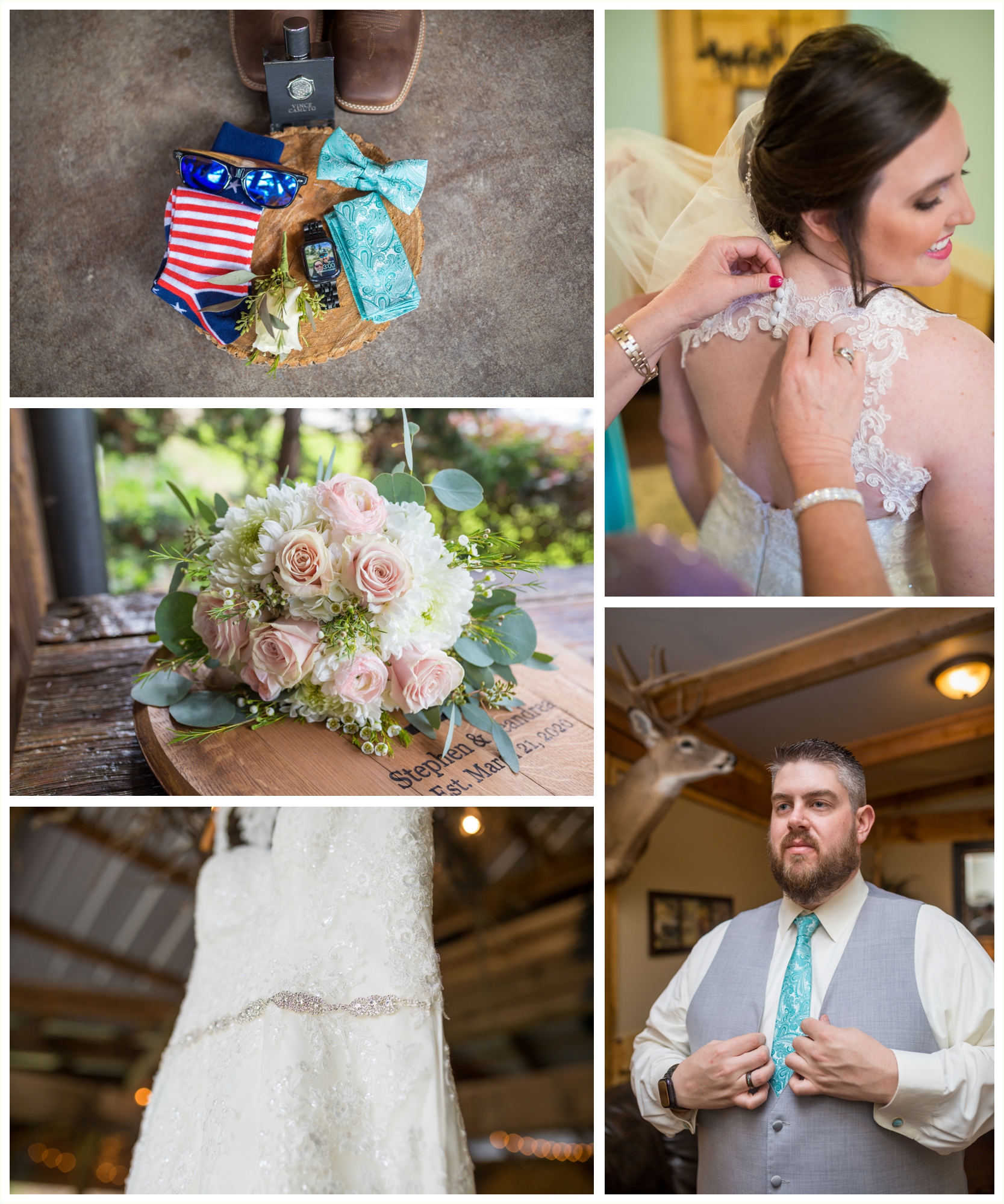 bride and groom get ready at spring lake events