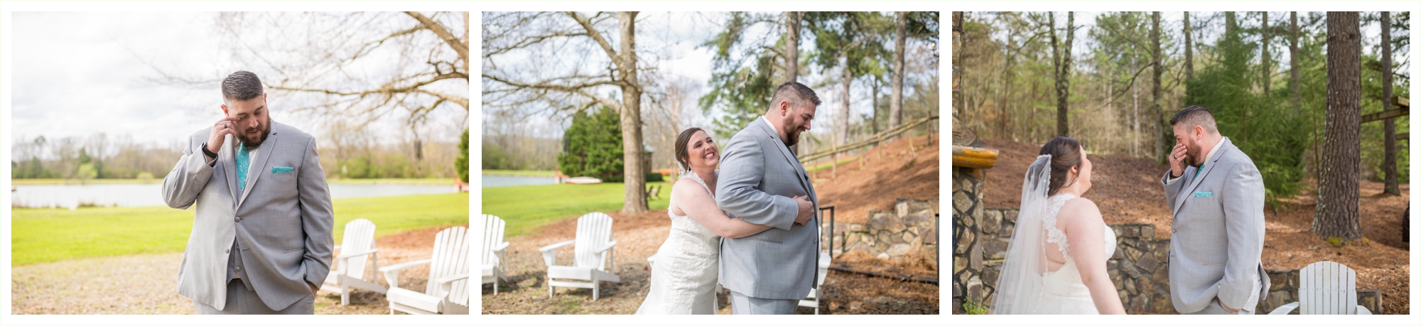 bride and groom share intimate emotional first look 