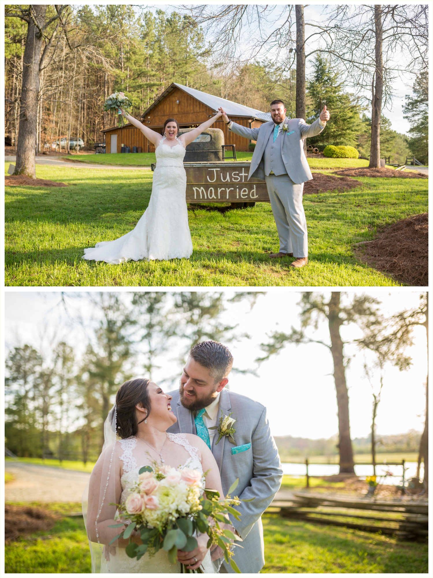 beautiful bride and groom portraits at spring lake events wedding in Georgia fun and cute